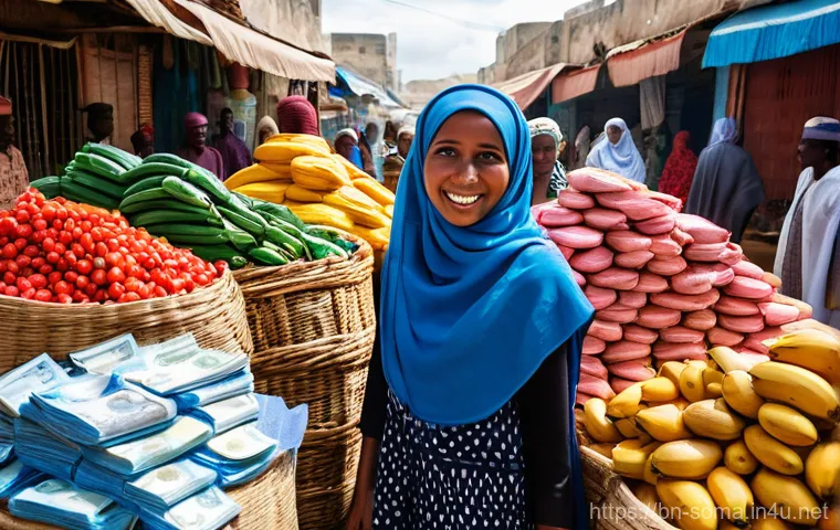 소말리아에서 사용하는 통화 - **Prompt 1: "The Vibrant Heart of Mogadishu's Market"**
A wide-angle, photorealistic image of a ...