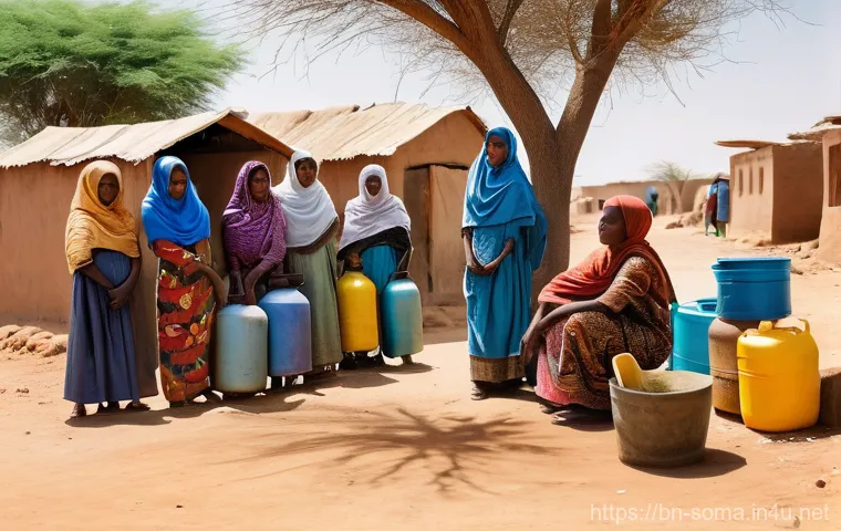 소말리아의 건강 문제 - **Prompt:** A compassionate female Somali health worker, wearing a clean, modest uniform and a head ...