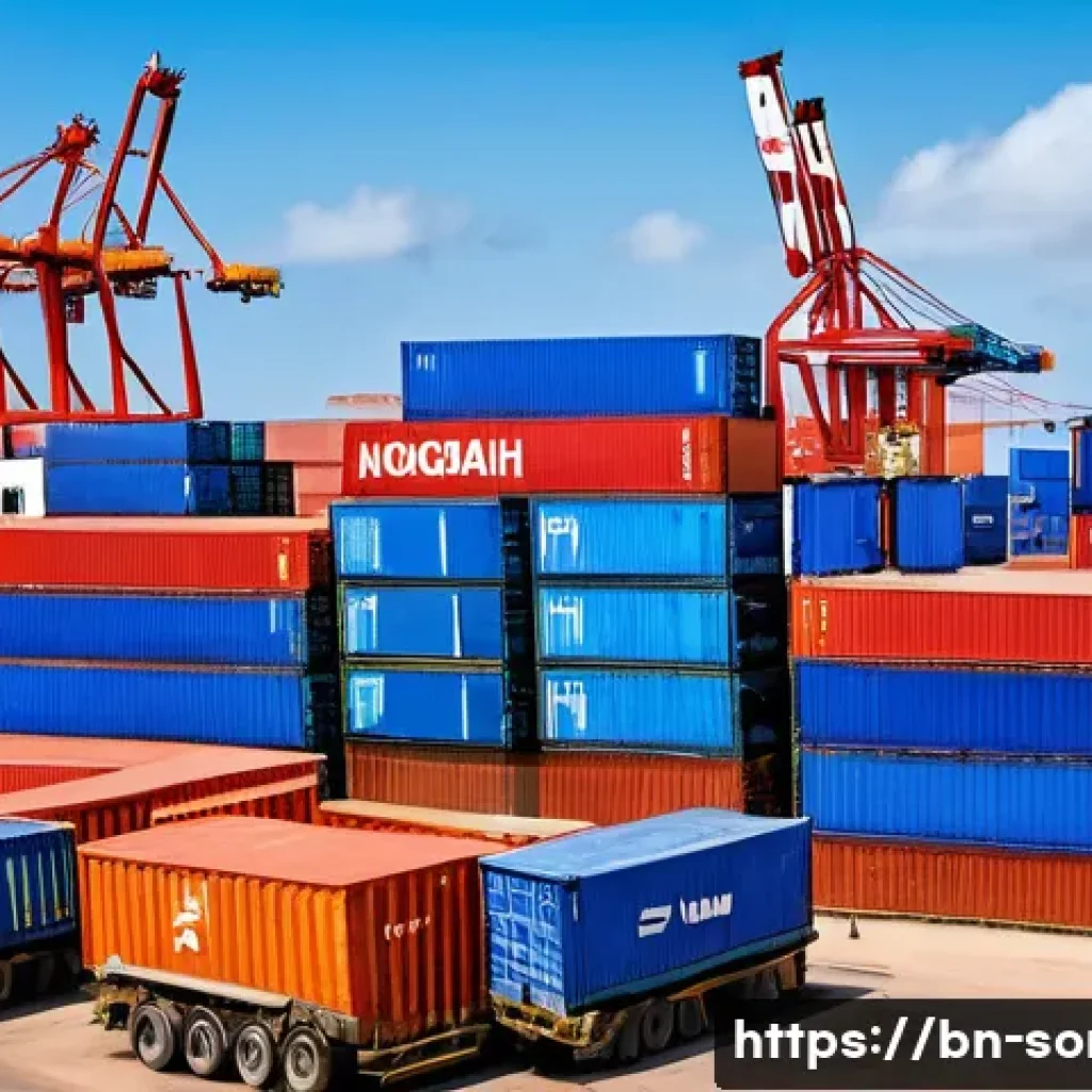 소말리아의 유명 항구 도시 - A bustling modern Somali port scene at Mogadishu, showing advanced cranes lifting containers with fi...