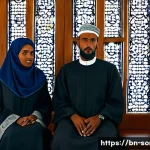 소말리아의 법률 체계 - A detailed scene depicting a Somali courtroom blending traditional Sharia law and modern legal eleme...